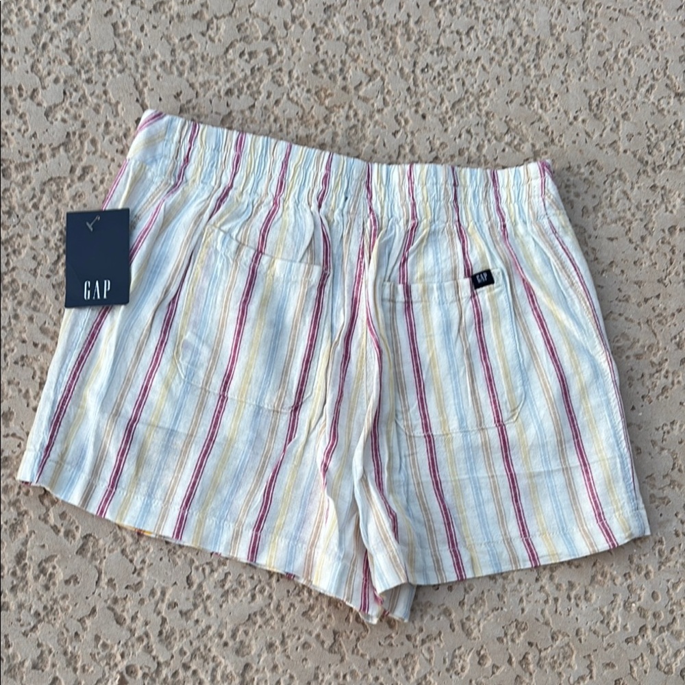 NWT GAP High Waist M Shorts in Linen/Rayon blend Cream w/ Stripes. Summer cool! - Picture 6 of 15